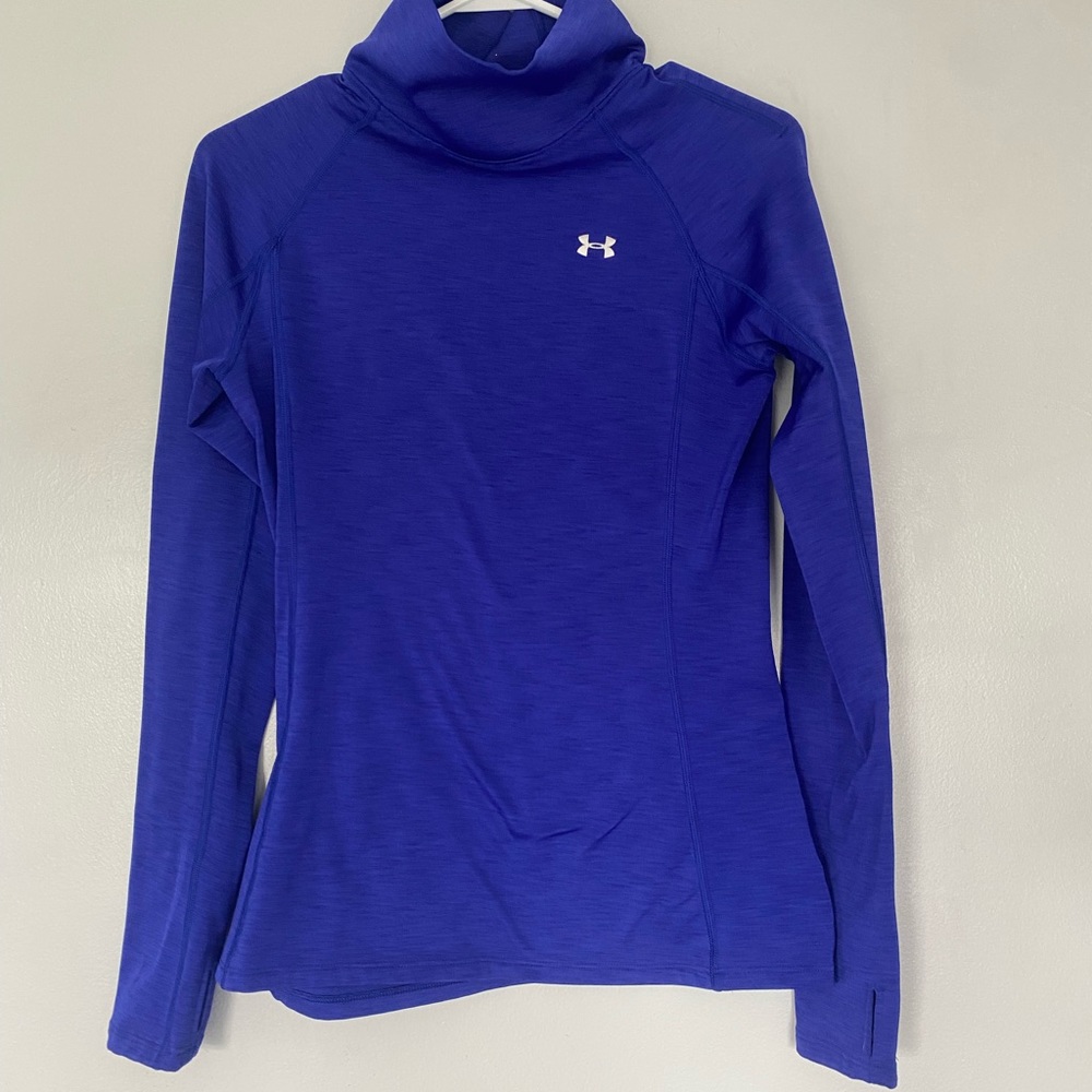 Under armor athletic long sleeve blue top (high neck)